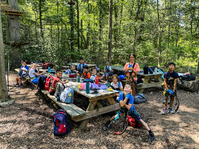 kids on a break at adventure camp